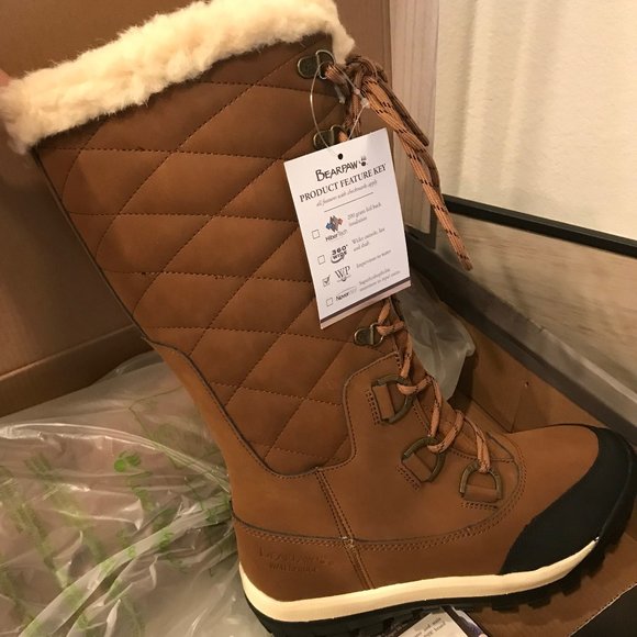 BearPaw Tan Lace Up Quilted Boots - Picture 9 of 9